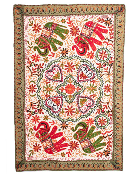 RTZ0302 – Rechteckiger bestickter Wandteppich mit Tieren