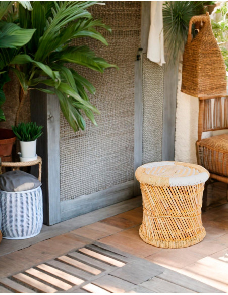 RMU0002B - Tabouret en Cuir Naturel