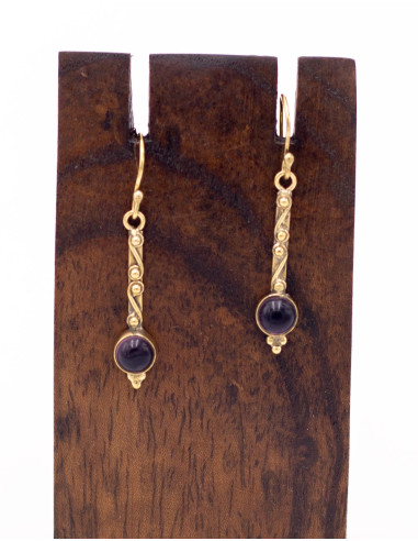 SPE0067 - Pendientes dorados con piedra mineral...