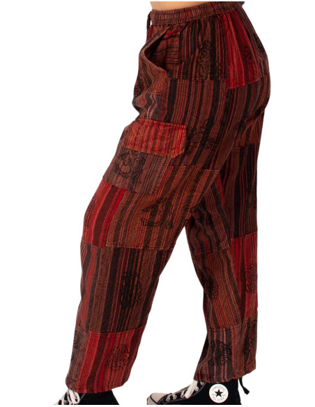 HPA0007 - Pantalon hippie unisexe à patchwork ethnique fabriqué en Inde