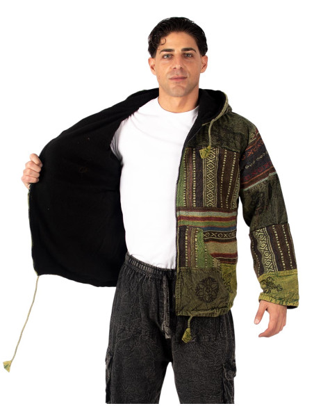 MSU0003H - Jaqueta patchwork unissex com forro interno de lã polar – Kimago