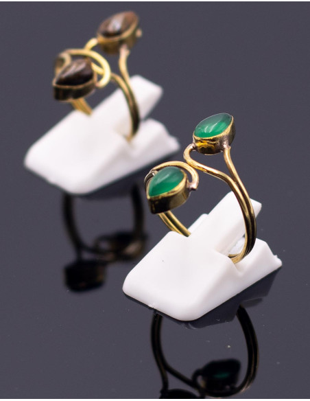 SAN0124 - Bague ajustable Kimago avec pierres minérales