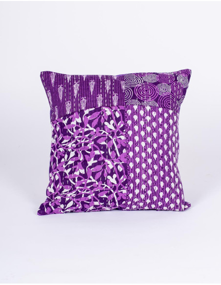 RCJ00338 - Housse de coussin Kimago violette imprimée en coton