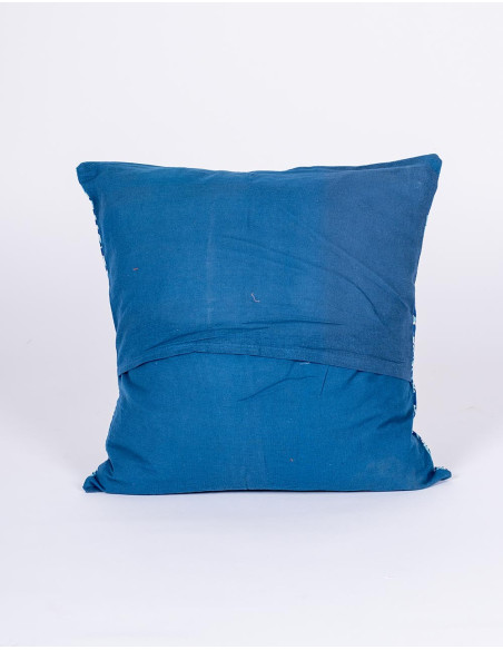 RCJ0033C - Federa per cuscino in cotone azzurro con stampa blu e bianca