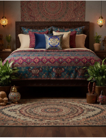 RCJ00345 - Housse de coussin Kimago bleu vif éléphant