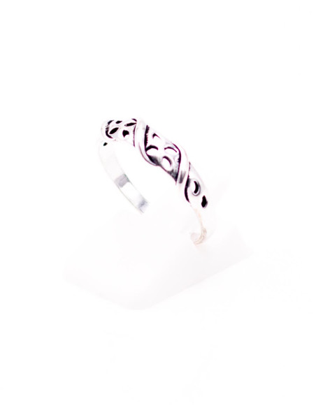 SAN0135D - Anello in argento traforato floreale fatto a mano proveniente dall'India Kimago