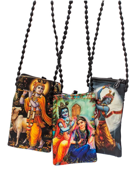BBA0032 - Borsa a tracolla per cellulare realizzata a mano con immagini di divinità indù indiane Kimago