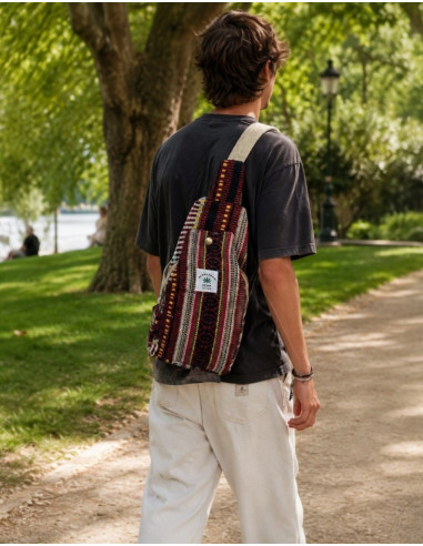 BMH0005 - Mochila triangular unissex de cânhamo...