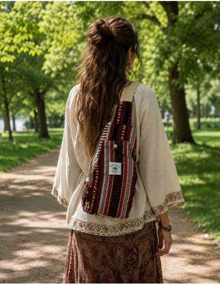 BMH0005 - Zaino triangolare unisex multicolore in canapa Kimago India