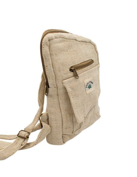 BMH0031 - Mochila assimétrica unissex de cânhamo natural India Kimago