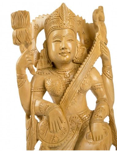 Statue-du-dieu-de-l'argent-Lakshmi-bois