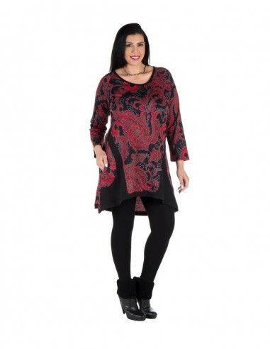 Vestido-talla-grande-estampado-Paisley-desigual