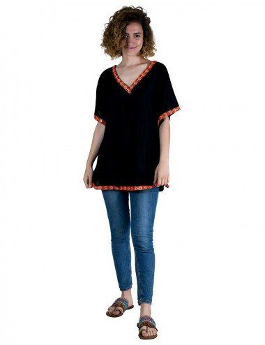 t-shirt-poncho-été-femme-hippie-bleu 2